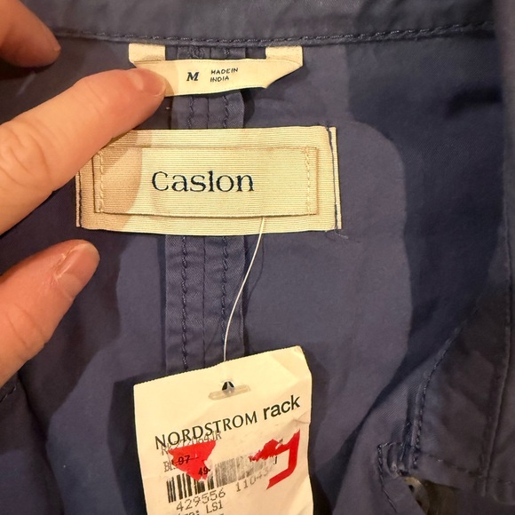 Caslon Cropped Trench Jacket Blue Cotton Utility Coat M - Picture 4 of 9